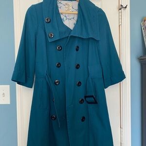 Tulle Teal Bird Print Jacket